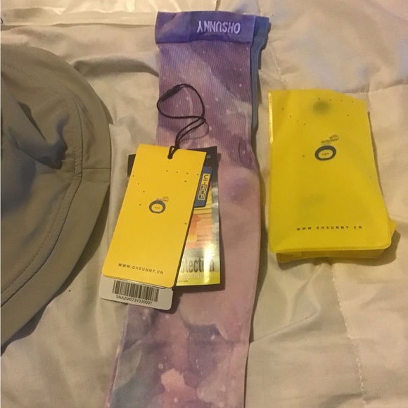 Oh Sunny gray fisherman bucket hat with arm covers & bag carrier NWT - Picture 9 of 9